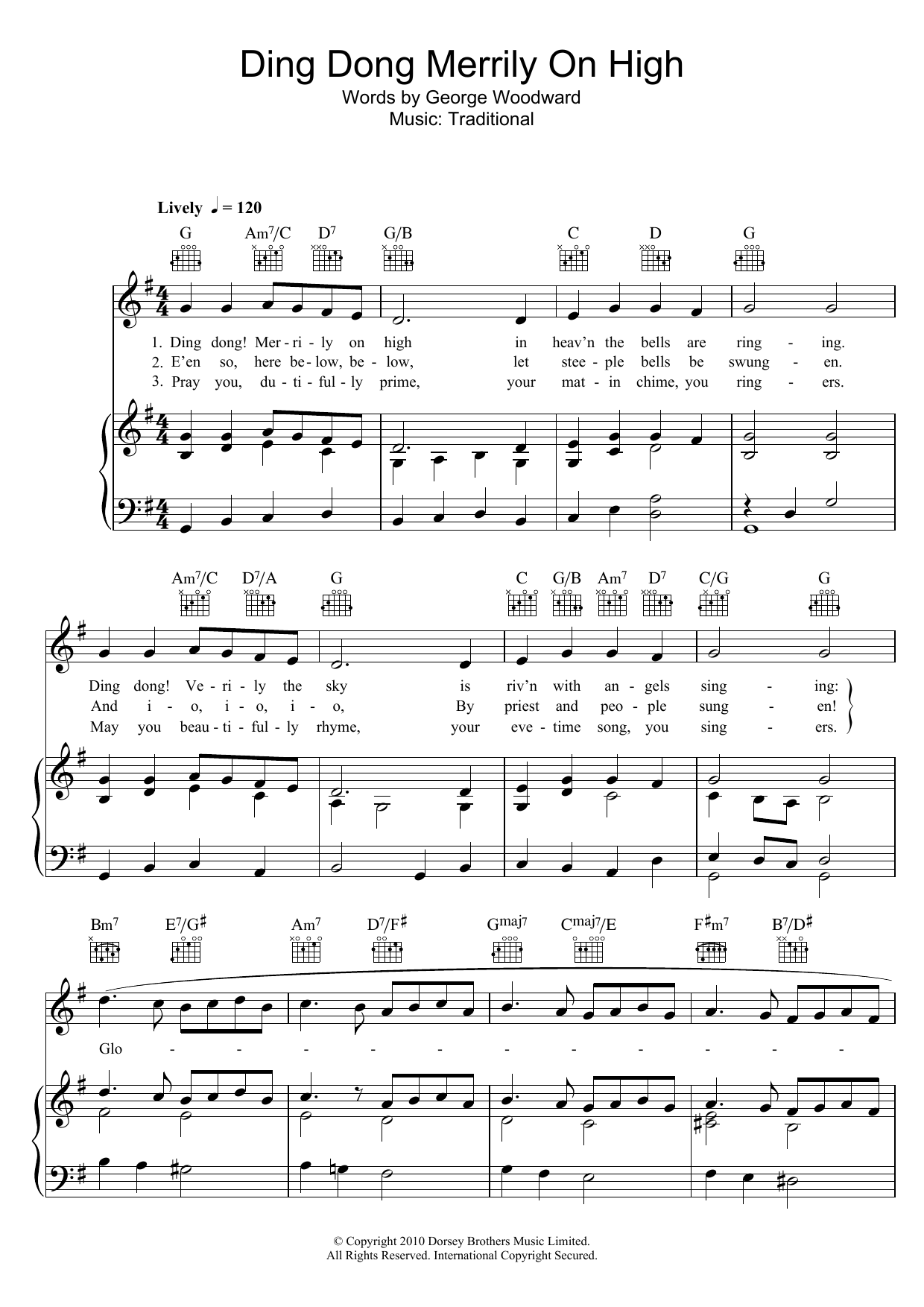Download Christmas Carol Ding Dong! Merrily On High Sheet Music