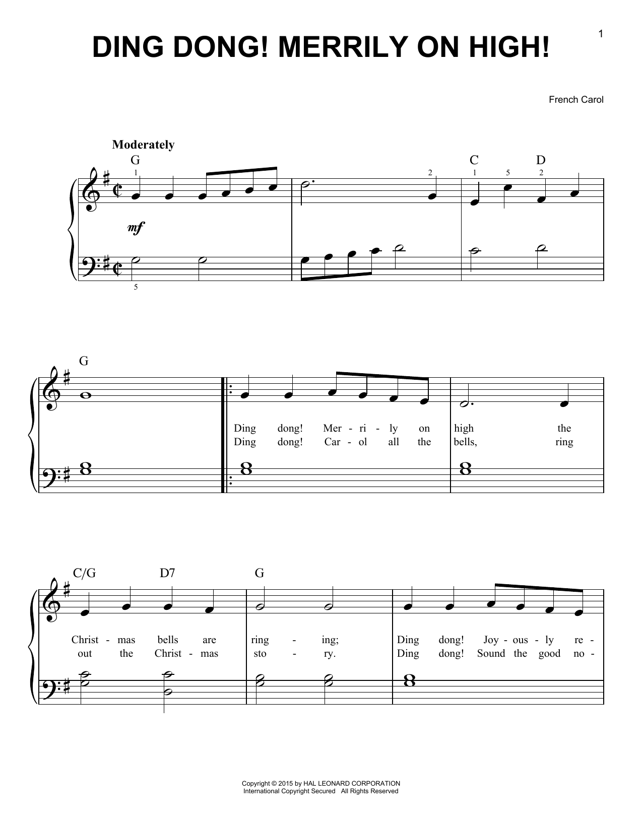 Download Christmas Carol Ding Dong! Merrily On High! Sheet Music