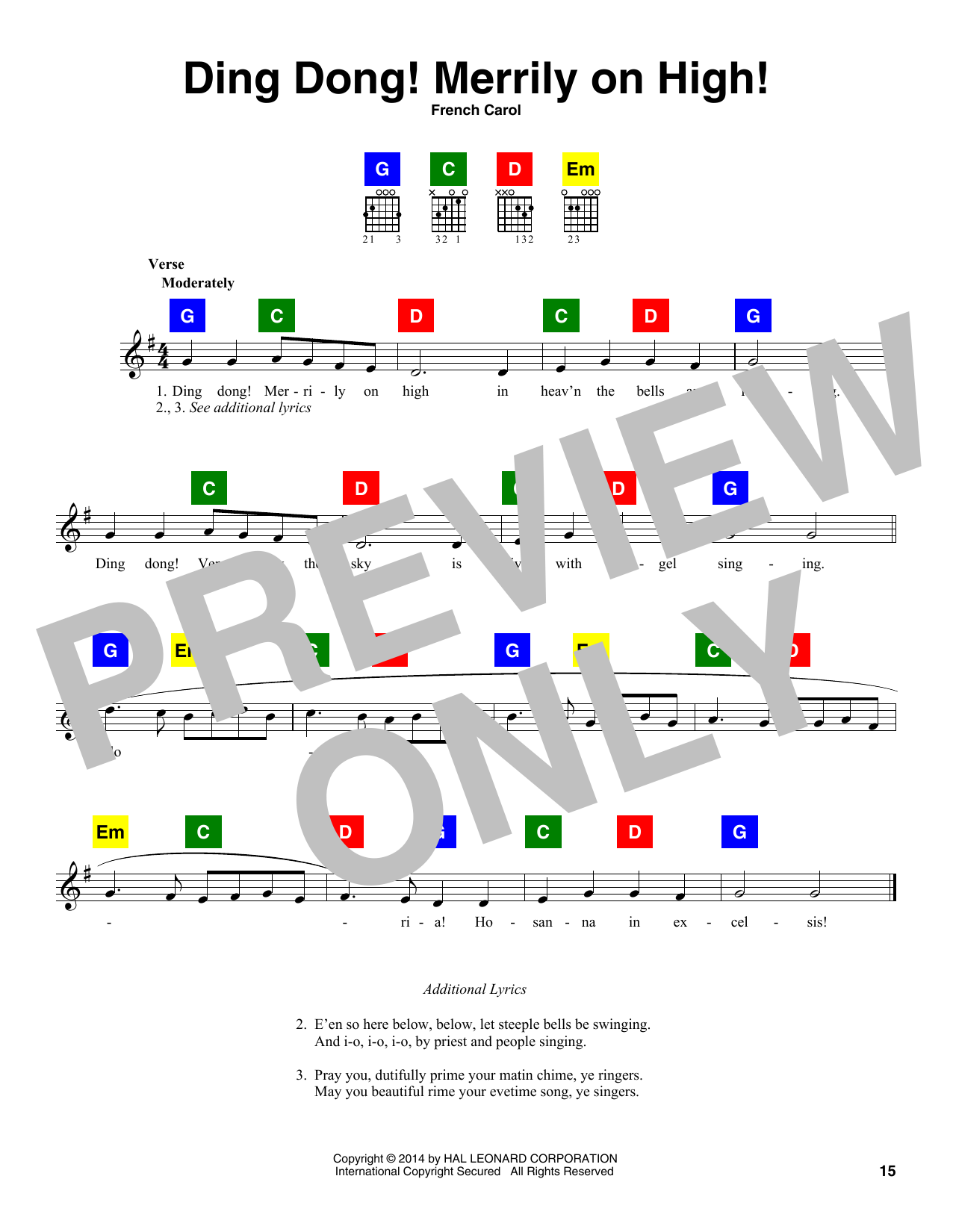Download Christmas Carol Ding Dong! Merrily On High! Sheet Music