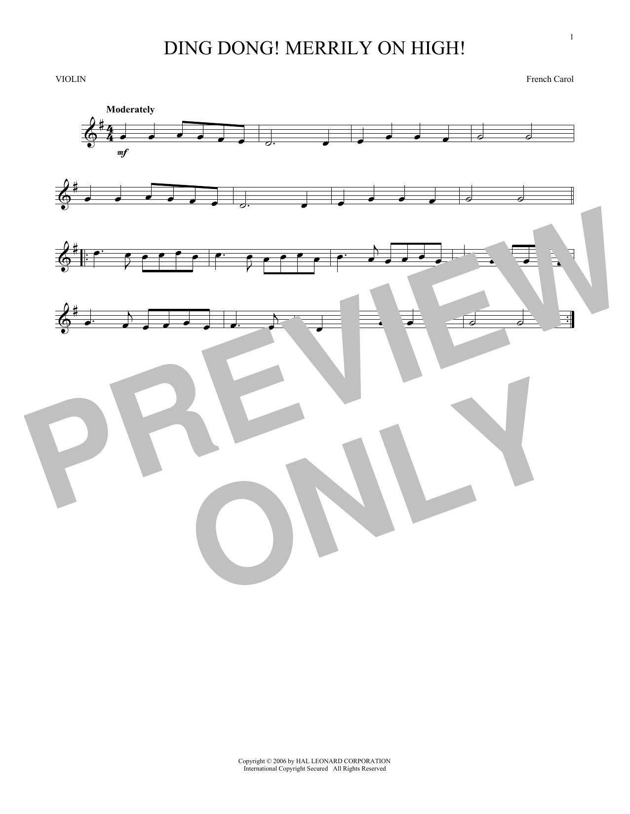 Download French Carol Ding Dong! Merrily On High! Sheet Music