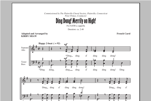 Download Kirby Shaw Ding Dong! Merrily On High! Sheet Music