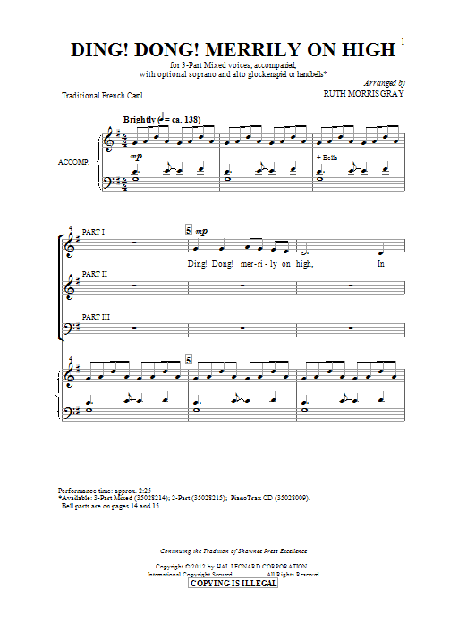 Download Ruth Morris Gray Ding Dong! Merrily On High! Sheet Music