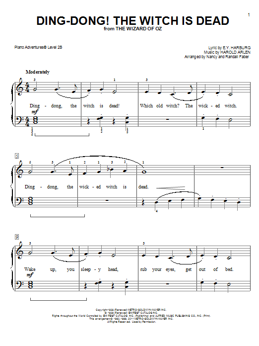 Download Nancy and Randall Faber Ding-Dong! The Witch is Dead Sheet Music