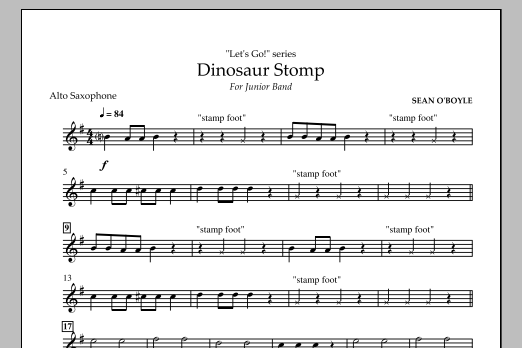 Download Sean O'Boyle Dinosaur Stomp - Alto Saxophone Sheet Music