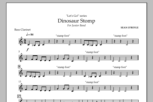 Download Sean O'Boyle Dinosaur Stomp - Bass Clarinet Sheet Music