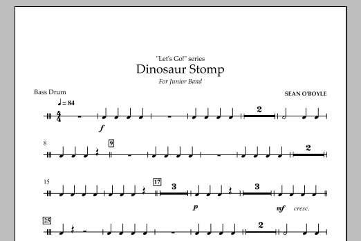 Download Sean O'Boyle Dinosaur Stomp - Bass Drum Sheet Music