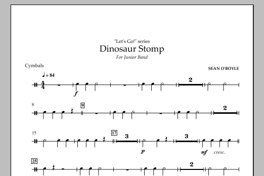 Download Sean O'Boyle Dinosaur Stomp - Cymbals Sheet Music