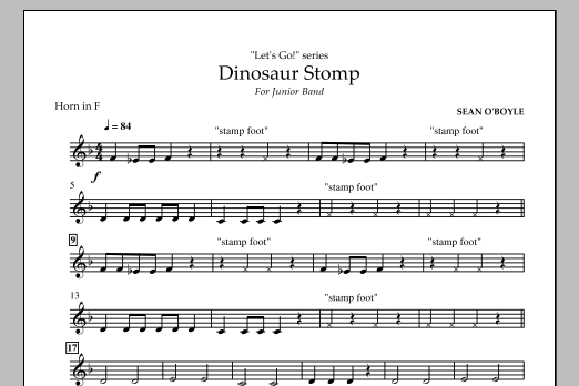 Download Sean O'Boyle Dinosaur Stomp - Horn in F Sheet Music