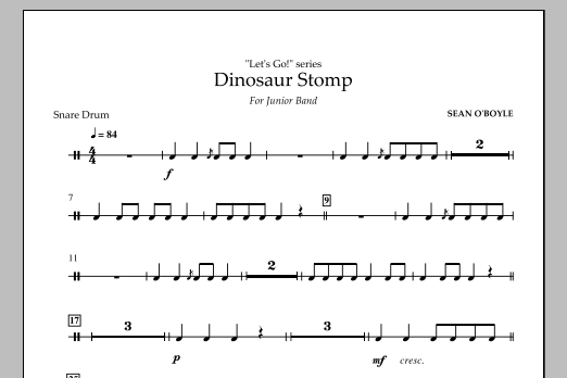 Download Sean O'Boyle Dinosaur Stomp - Snare Drum Sheet Music