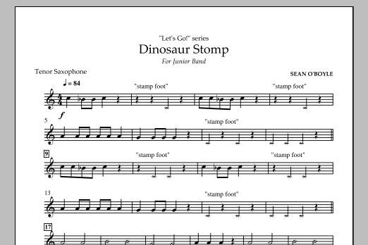 Download Sean O'Boyle Dinosaur Stomp - Tenor Saxophone Sheet Music
