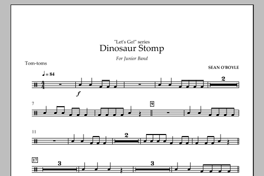 Download Sean O'Boyle Dinosaur Stomp - Tom Toms Sheet Music