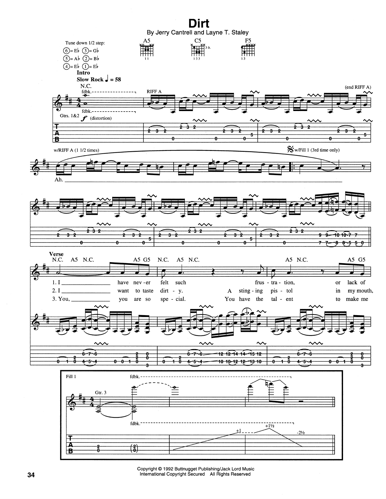 Download Alice In Chains Dirt Sheet Music