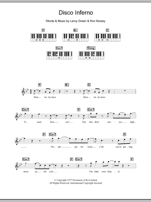 Download The Trammps Disco Inferno Sheet Music