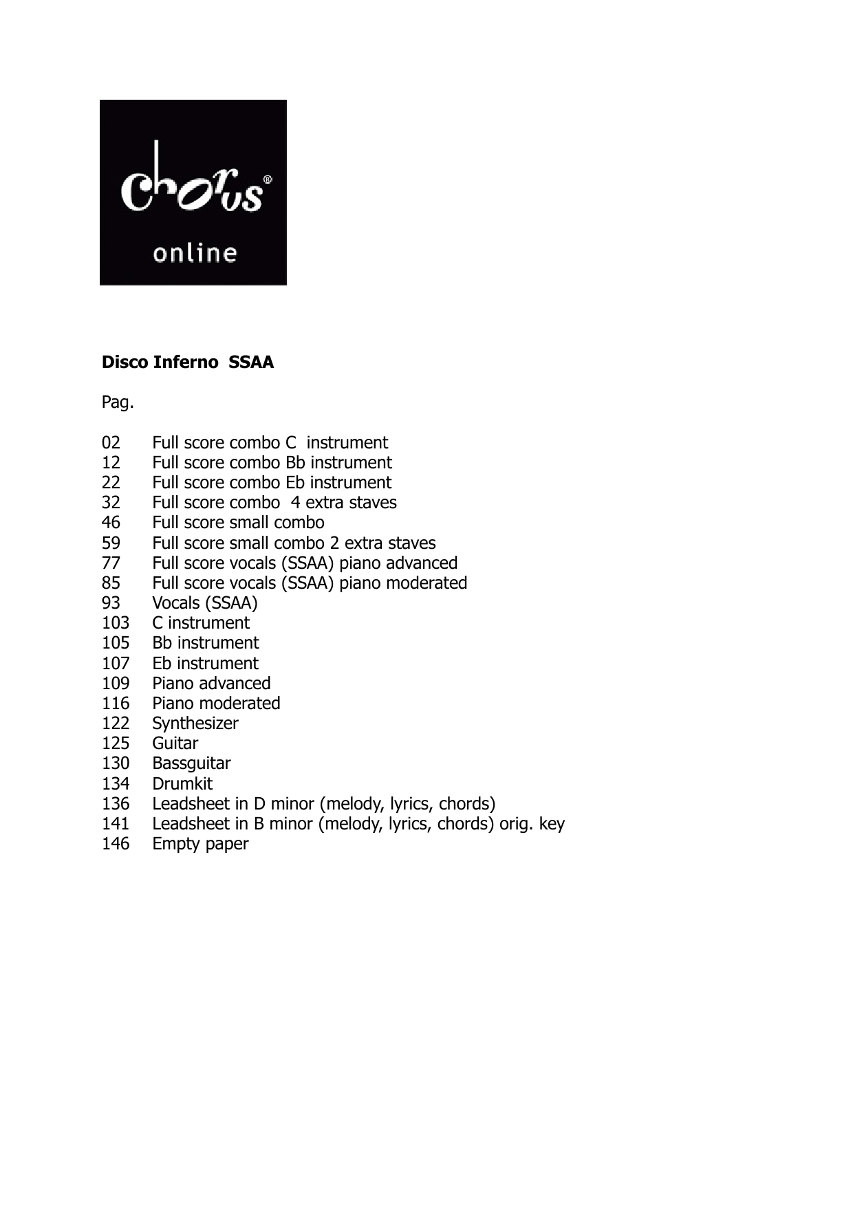 The Trammps Disco Inferno (arr. Rogier Ijmker) sheet music notes printable PDF score
