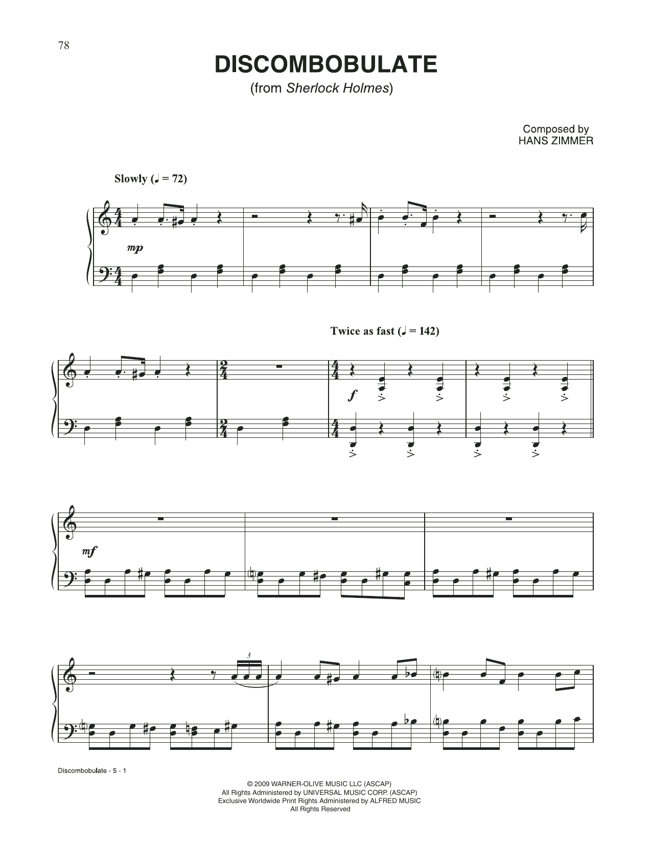 Download Hans Zimmer Discombobulate (from Sherlock Holmes) Sheet Music