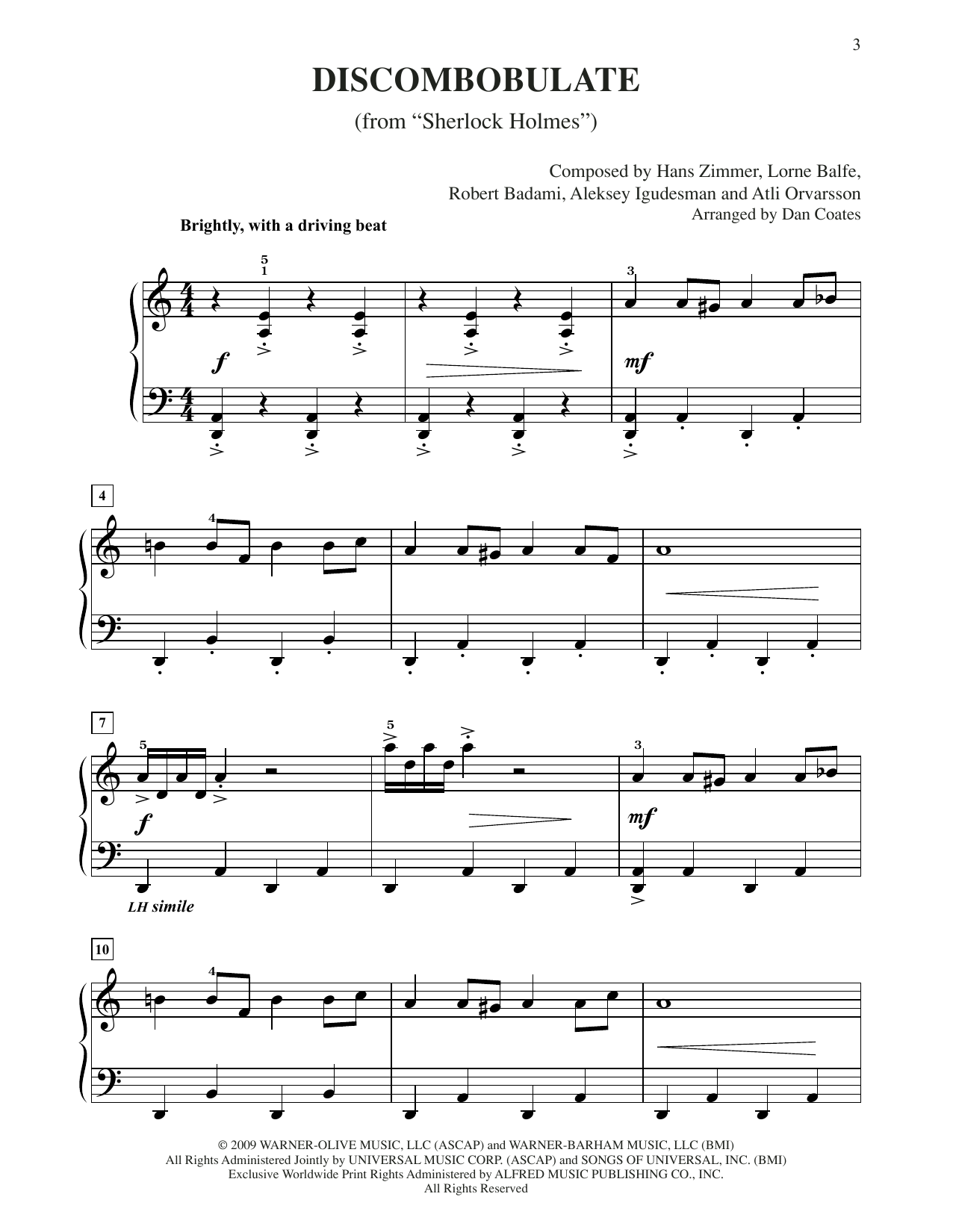 Download Hans Zimmer Discombobulate (Theme from Sherlock Hol Sheet Music