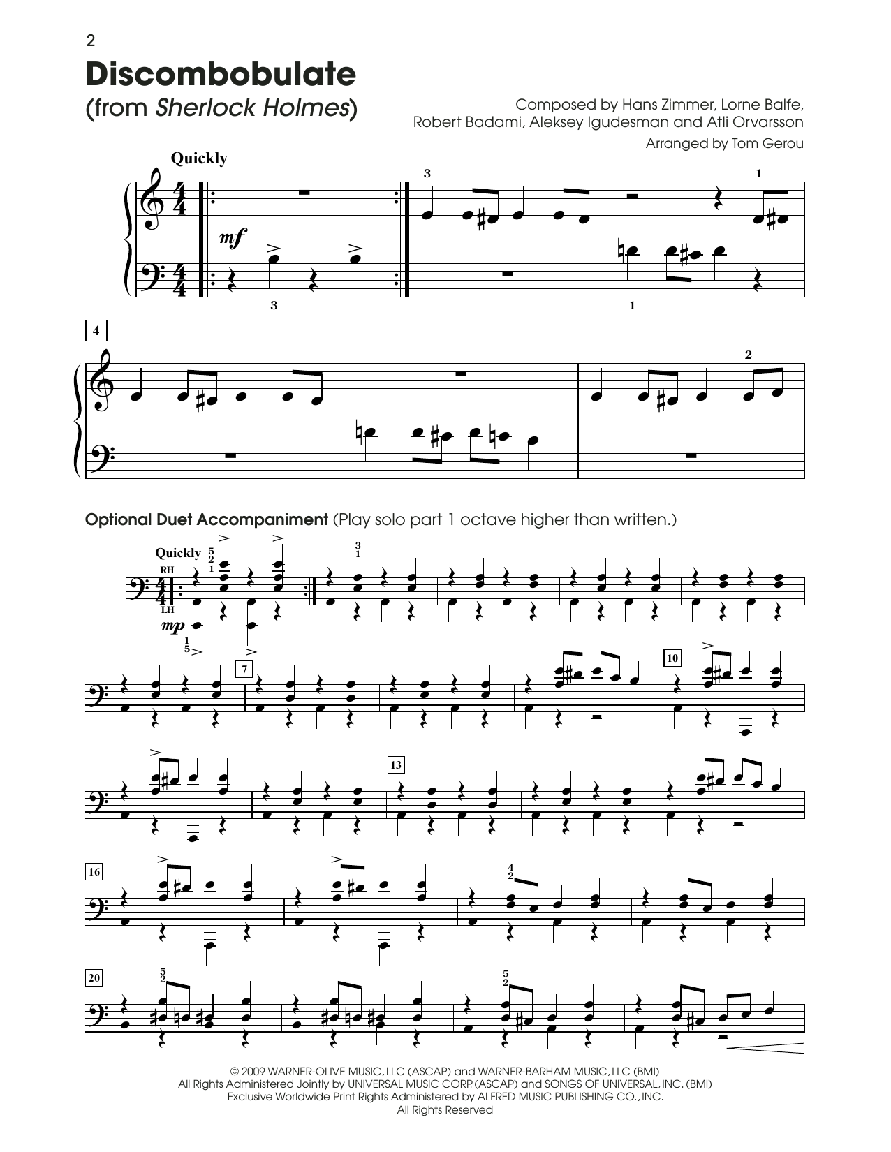 Download Hans Zimmer Discombobulate (Theme from Sherlock Hol Sheet Music