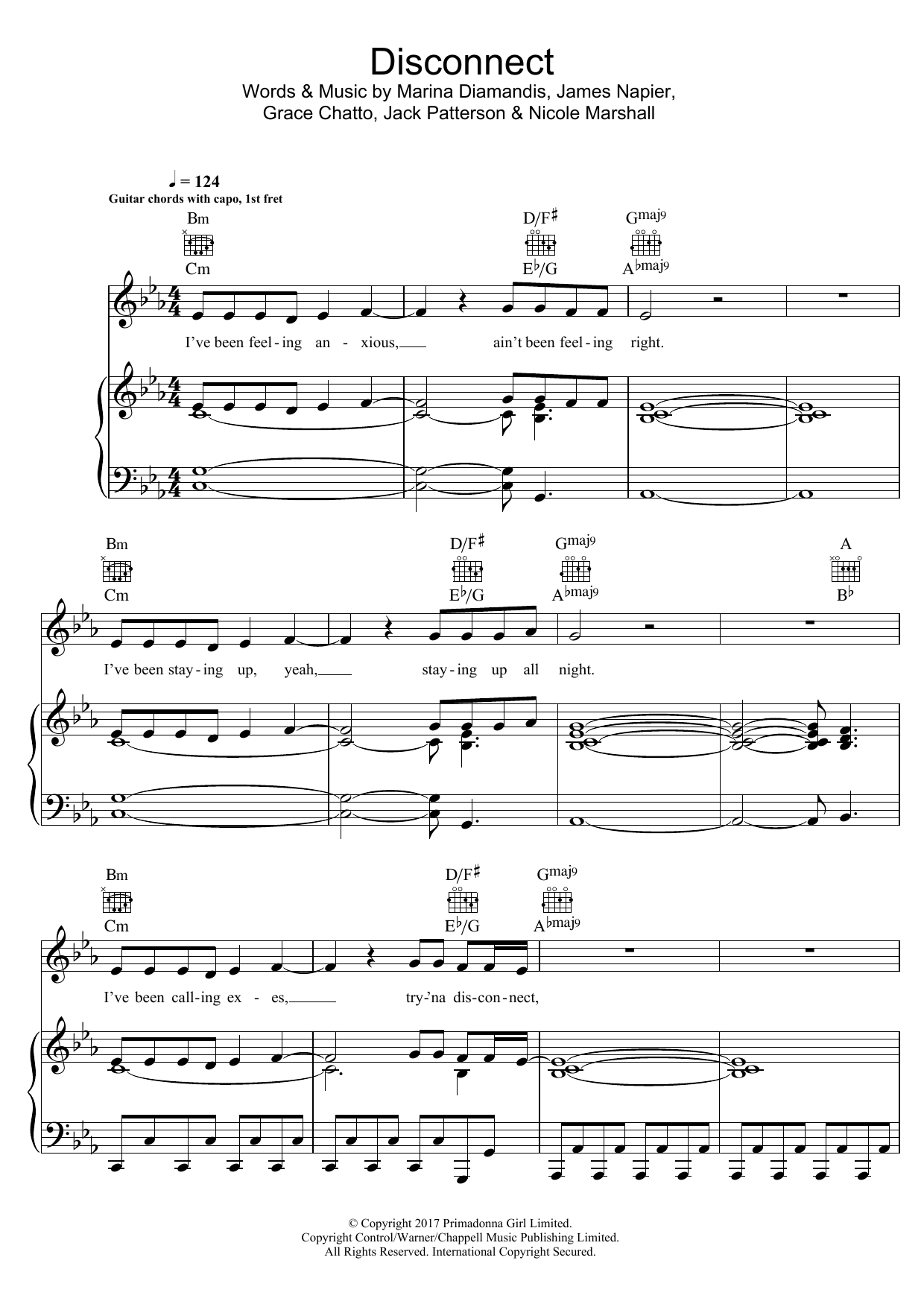 Download Clean Bandit Disconnect (feat. Marina & The Diamonds Sheet Music