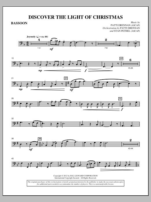 Download Patti Drennan Discover The Light Of Christmas - Basso Sheet Music