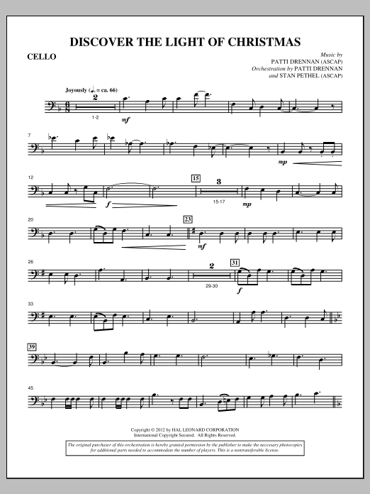 Download Patti Drennan Discover The Light Of Christmas - Cello Sheet Music