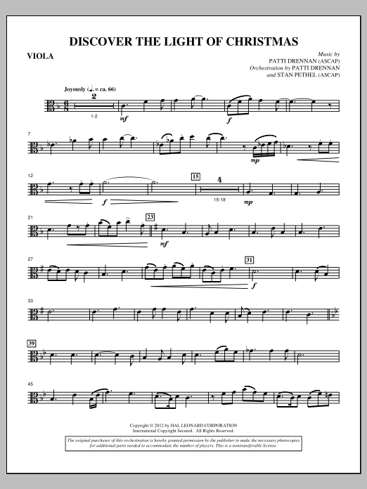 Download Patti Drennan Discover The Light Of Christmas - Viola Sheet Music