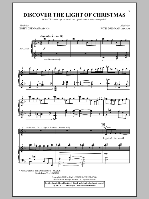 Download Patti Drennan Discover The Light Of Christmas Sheet Music