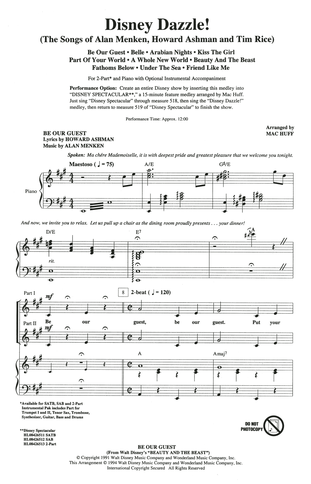 Download Mac Huff Disney Dazzle! (The Songs of Alan Menke Sheet Music