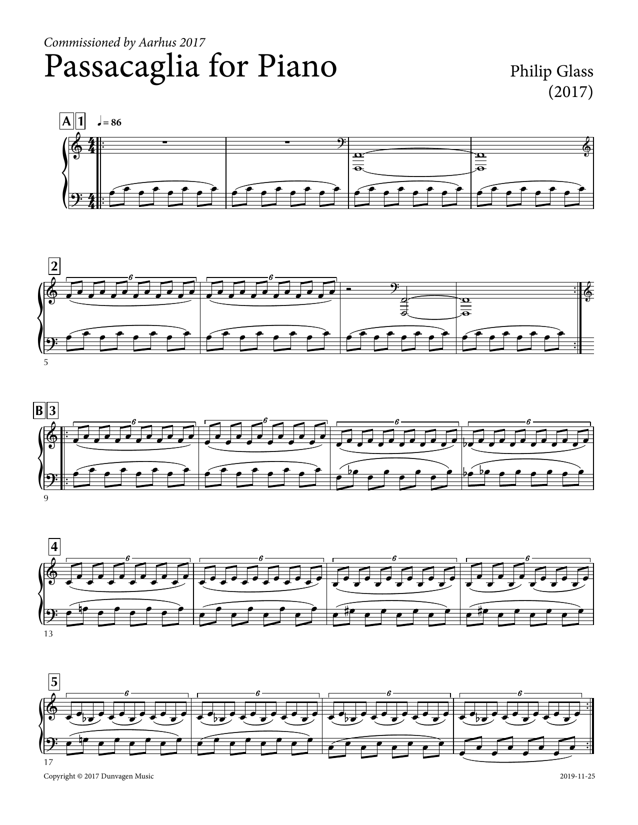 Download Philip Glass Distant Figure (Passacaglia for Solo Pi Sheet Music