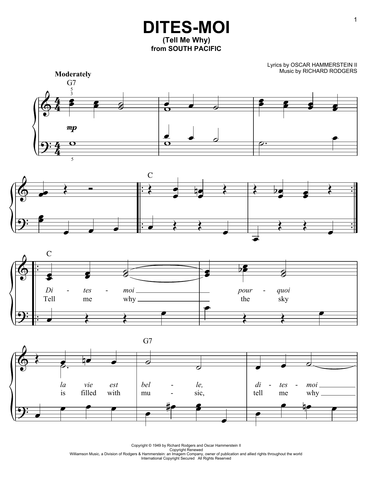 Download Rodgers & Hammerstein Dites-Moi (Tell Me Why) Sheet Music