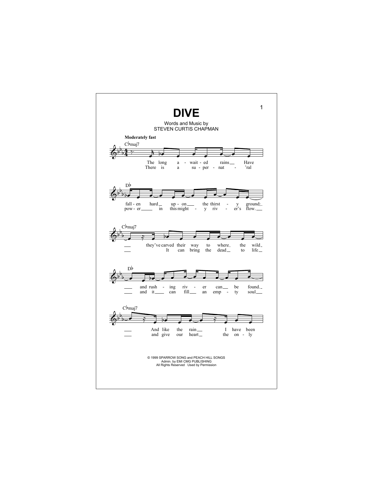 Download Steven Curtis Chapman Dive Sheet Music