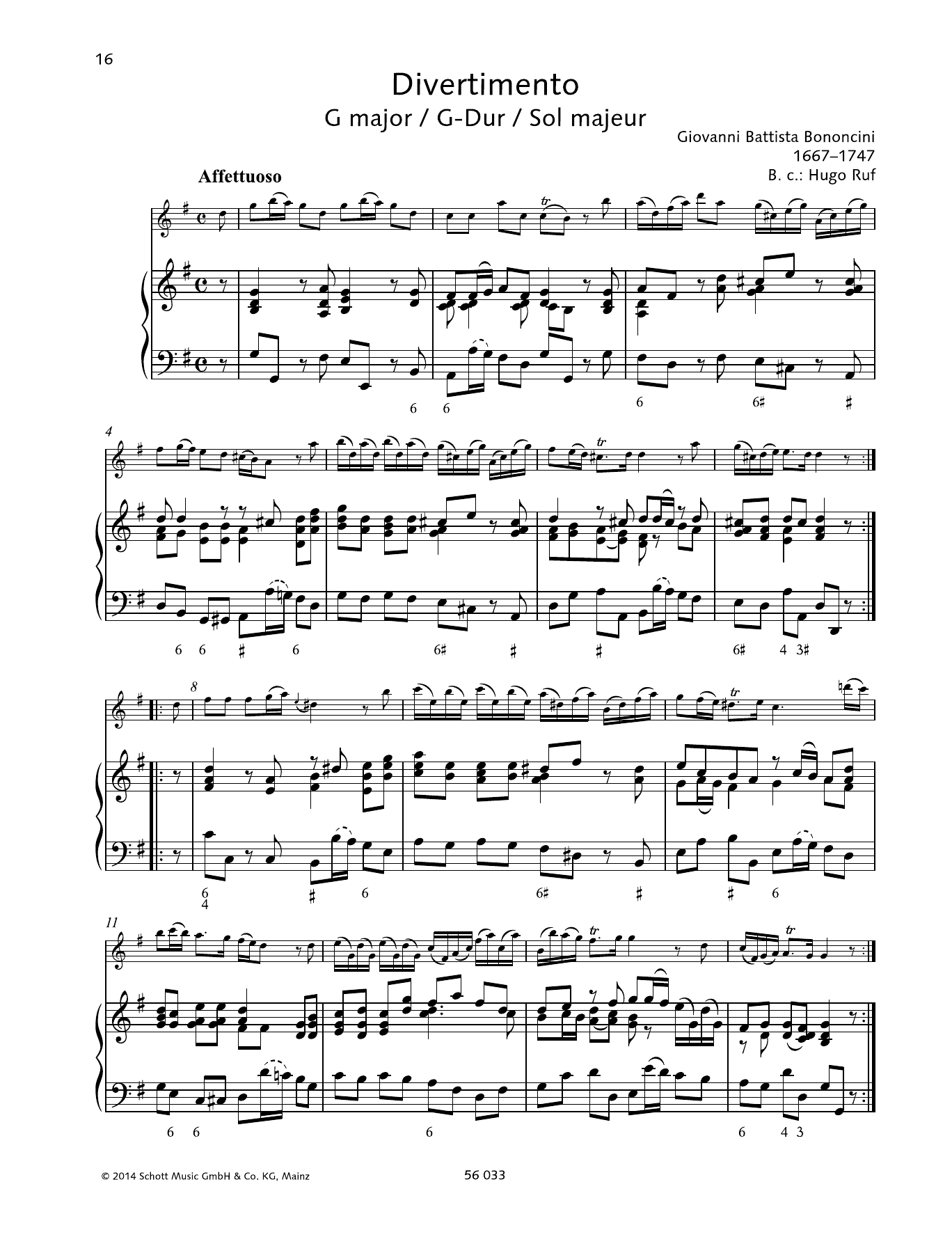 Download Giovanni Battista Bononcini Divertimento G major Sheet Music