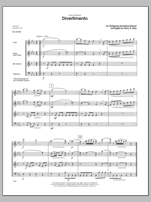 Download Harry Gee Divertimento - Conductor Score (Full Sc Sheet Music