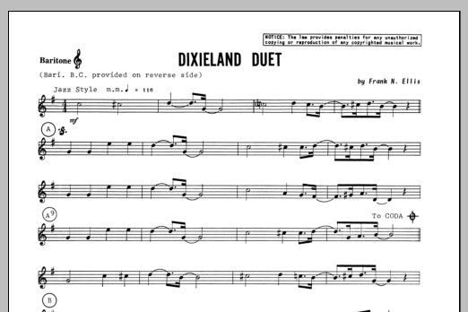 Download Ellis Dixieland Duet - Baritone T.C. Sheet Music