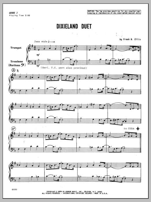 Download Ellis Dixieland Duet - Full Score Sheet Music