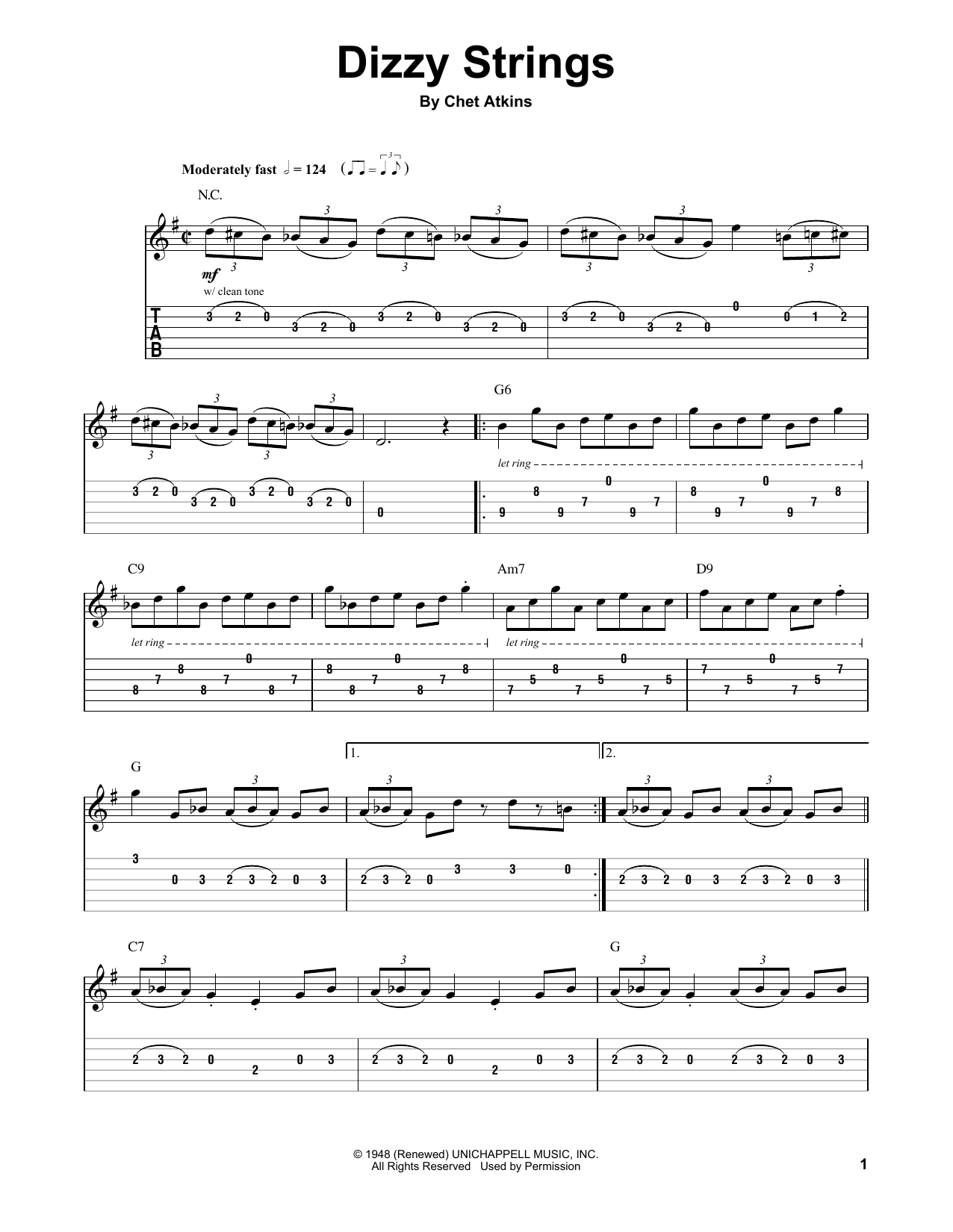 Download Chet Atkins Dizzy Strings Sheet Music