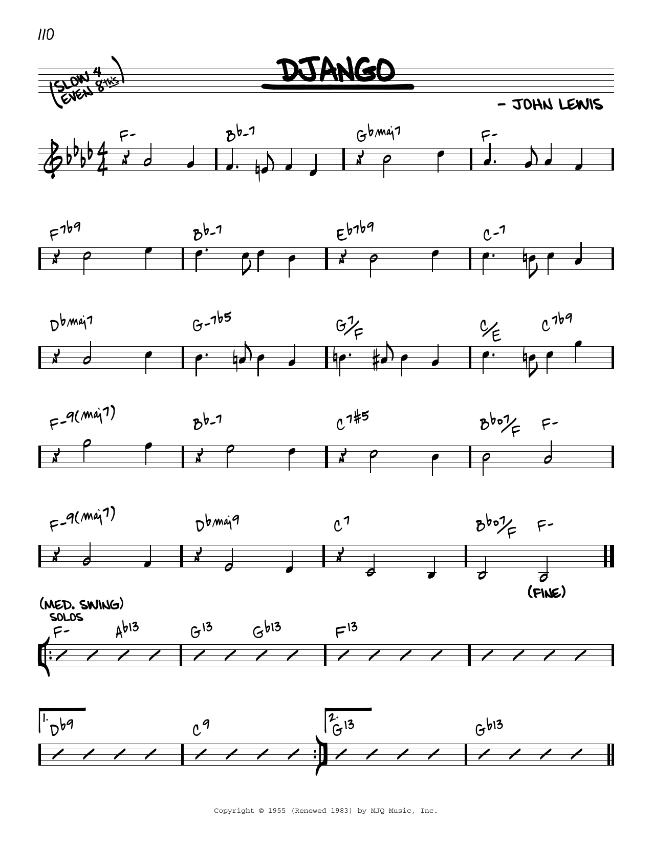 Download John Lewis Django [Reharmonized version] (arr. Jac Sheet Music