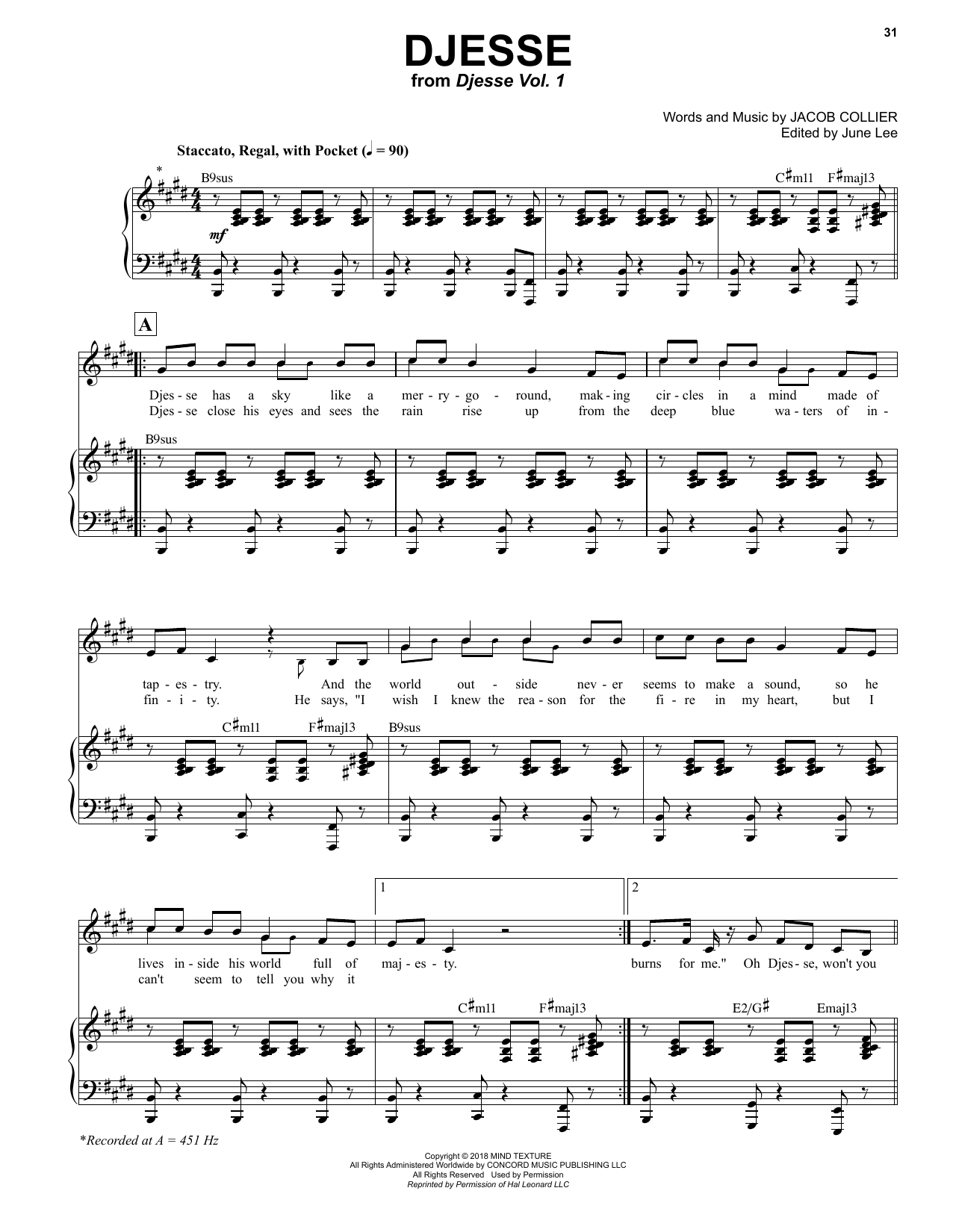 Jacob Collier Djesse sheet music notes printable PDF score