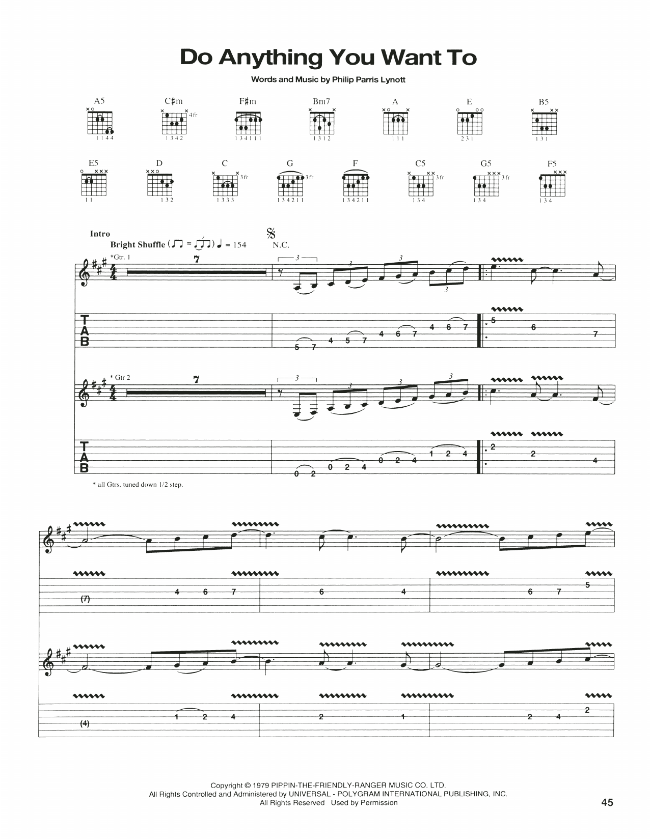 Download Thin Lizzy Do Anything You Want To Sheet Music