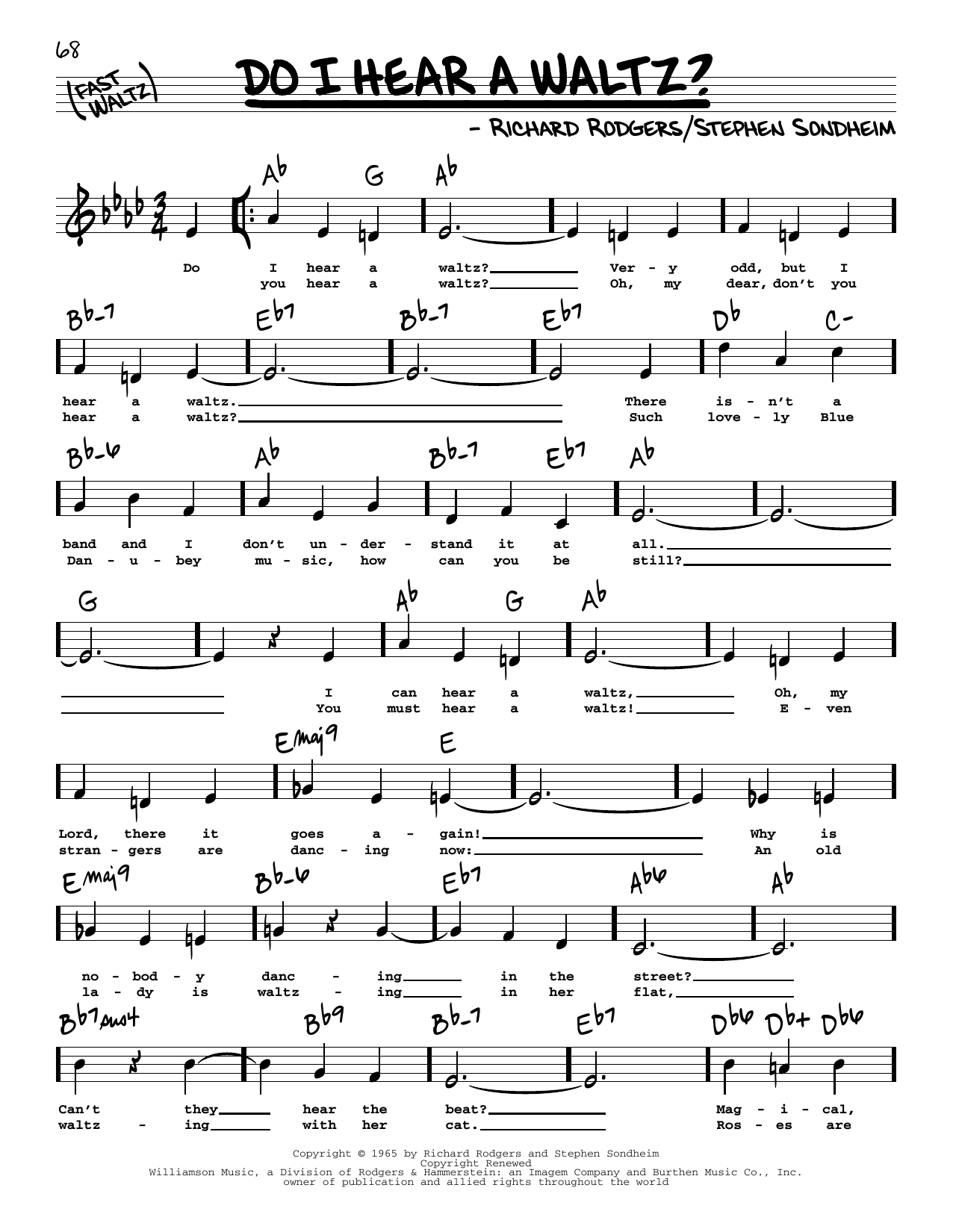 Download Richard Rodgers and Stephen Sondheim Do I Hear A Waltz? (High Voice) Sheet Music