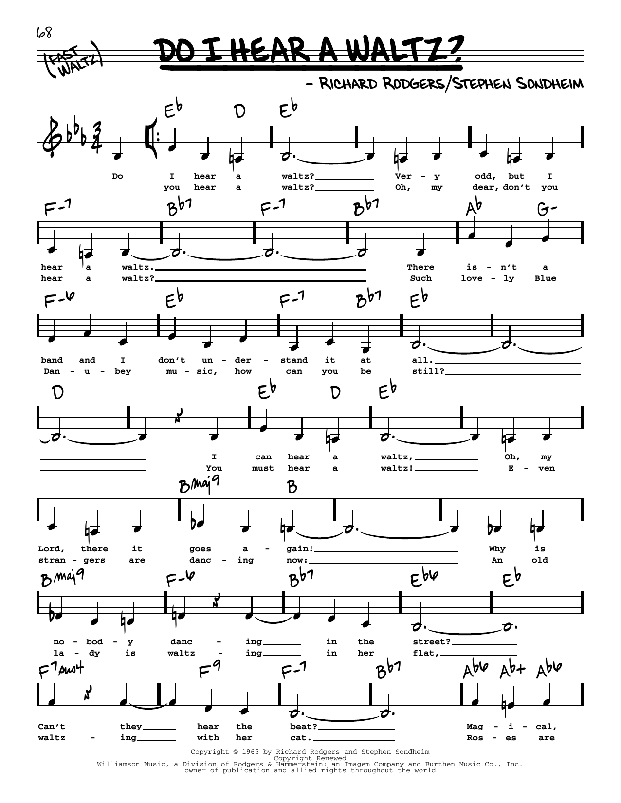 Stephen Sondheim Do I Hear A Waltz? (Low Voice) sheet music notes printable PDF score