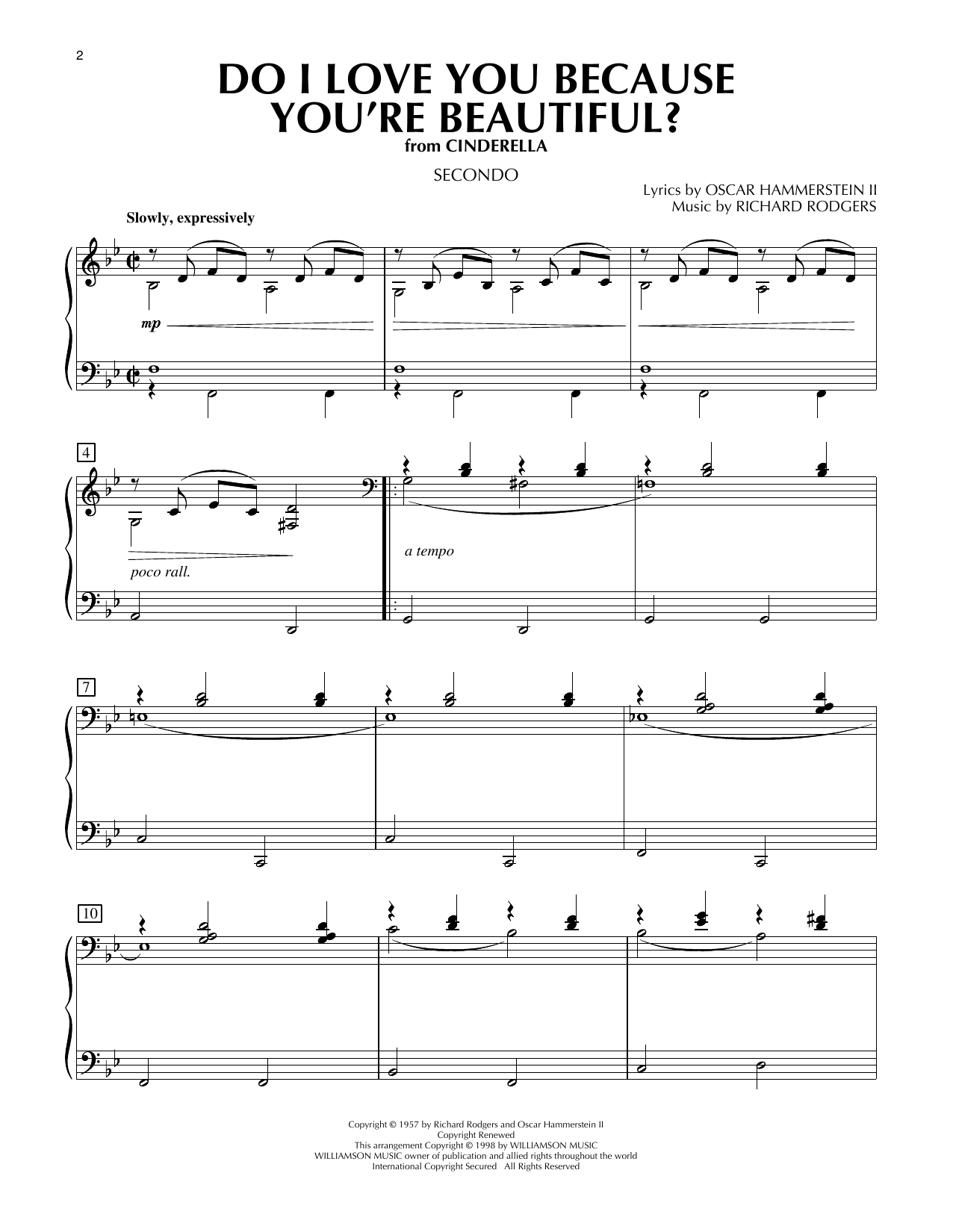 Download Rodgers & Hammerstein Do I Love You Because You're Beautiful? Sheet Music