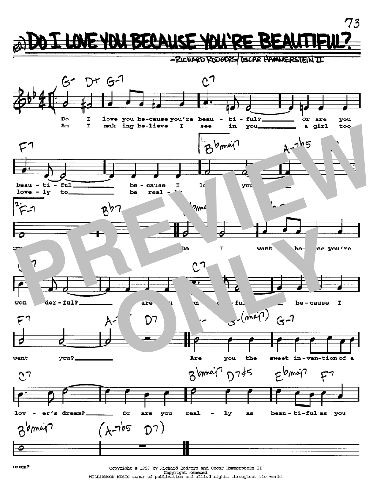Download Rodgers & Hammerstein Do I Love You Because You're Beautiful? Sheet Music