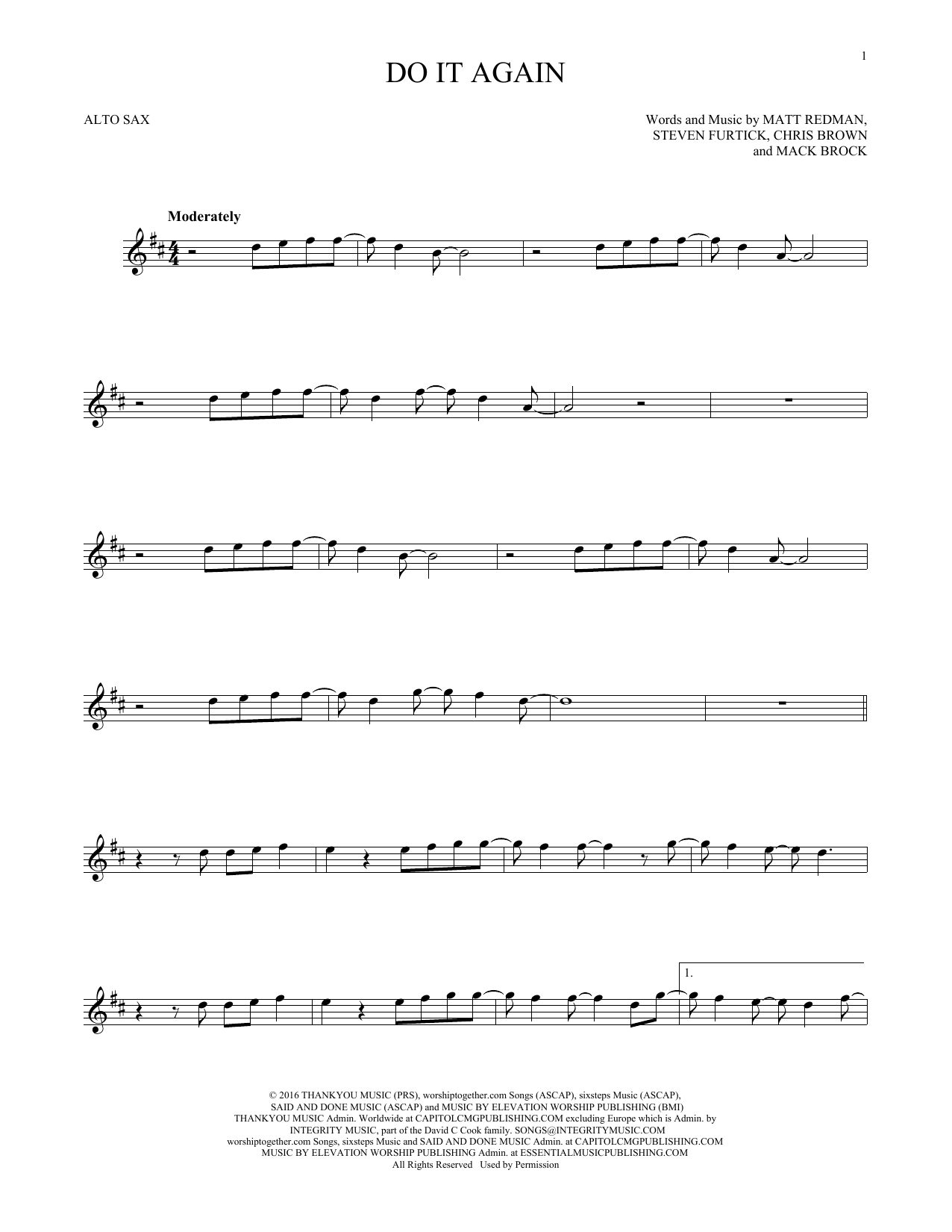 Elevation Worship Do It Again sheet music notes printable PDF score
