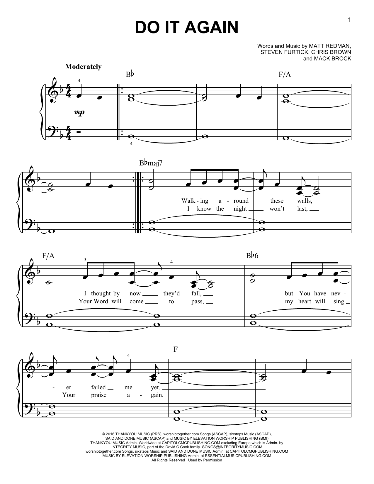Download Elevation Worship Do It Again Sheet Music
