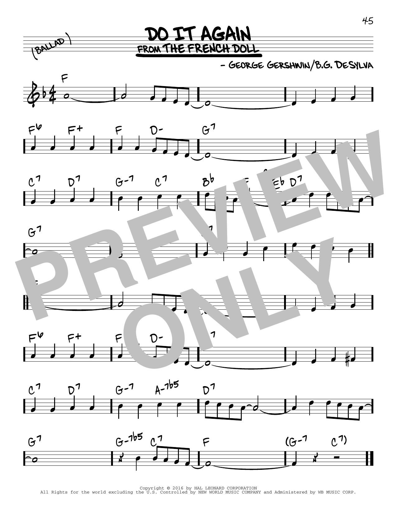 Download George Gershwin Do It Again Sheet Music