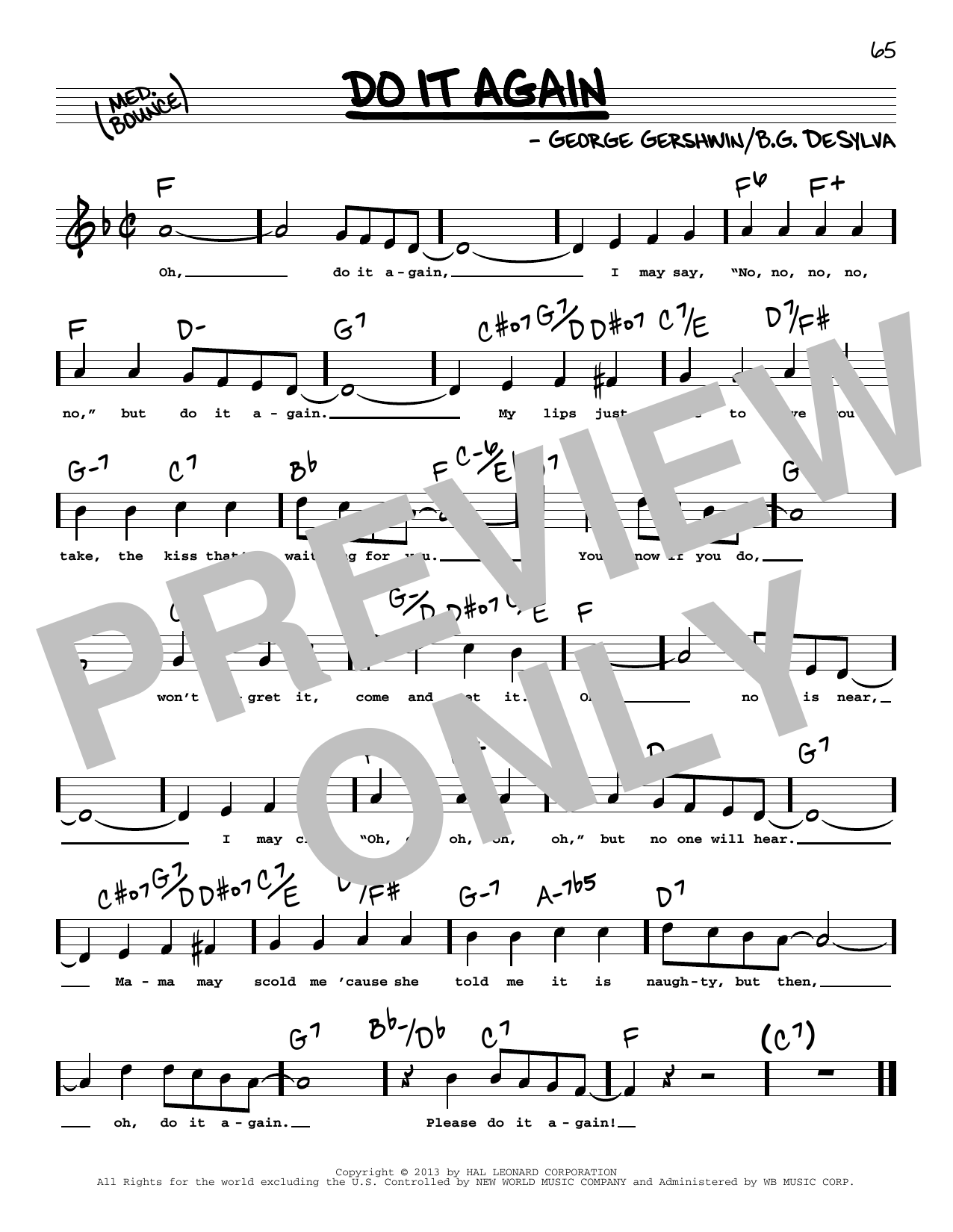 Download George Gershwin Do It Again (High Voice) Sheet Music