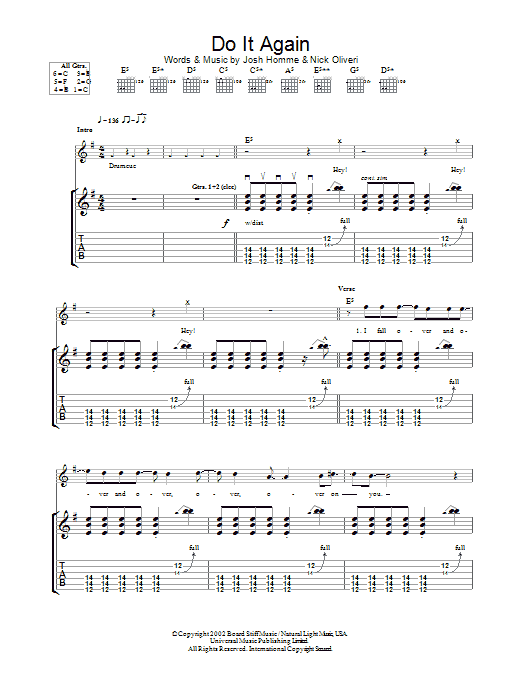 Download Queens Of The Stone Age Do It Again Sheet Music