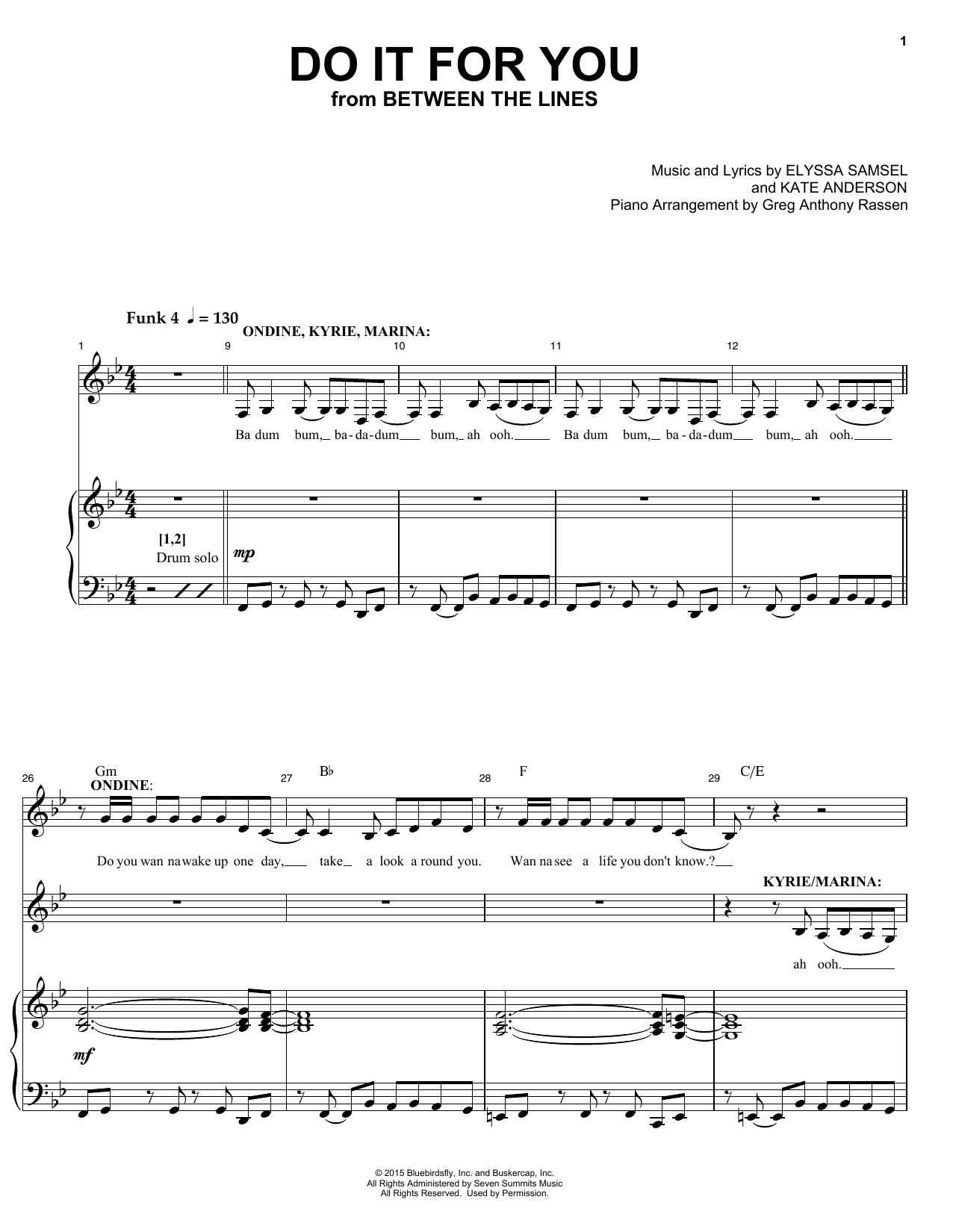 Download Elyssa Samsel & Kate Anderson Do It For You (from Between The Lines) Sheet Music