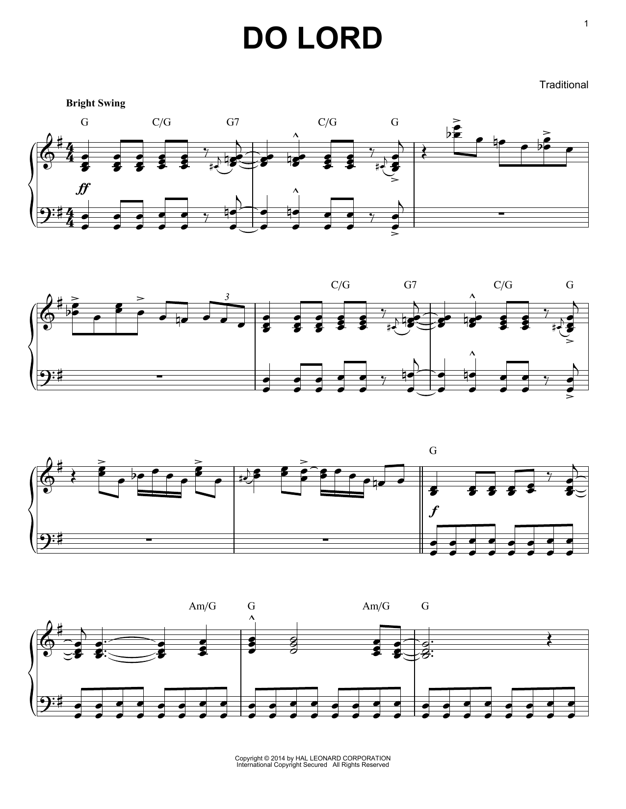 Download Traditional Do Lord [Jazz version] (arr. Brent Edst Sheet Music
