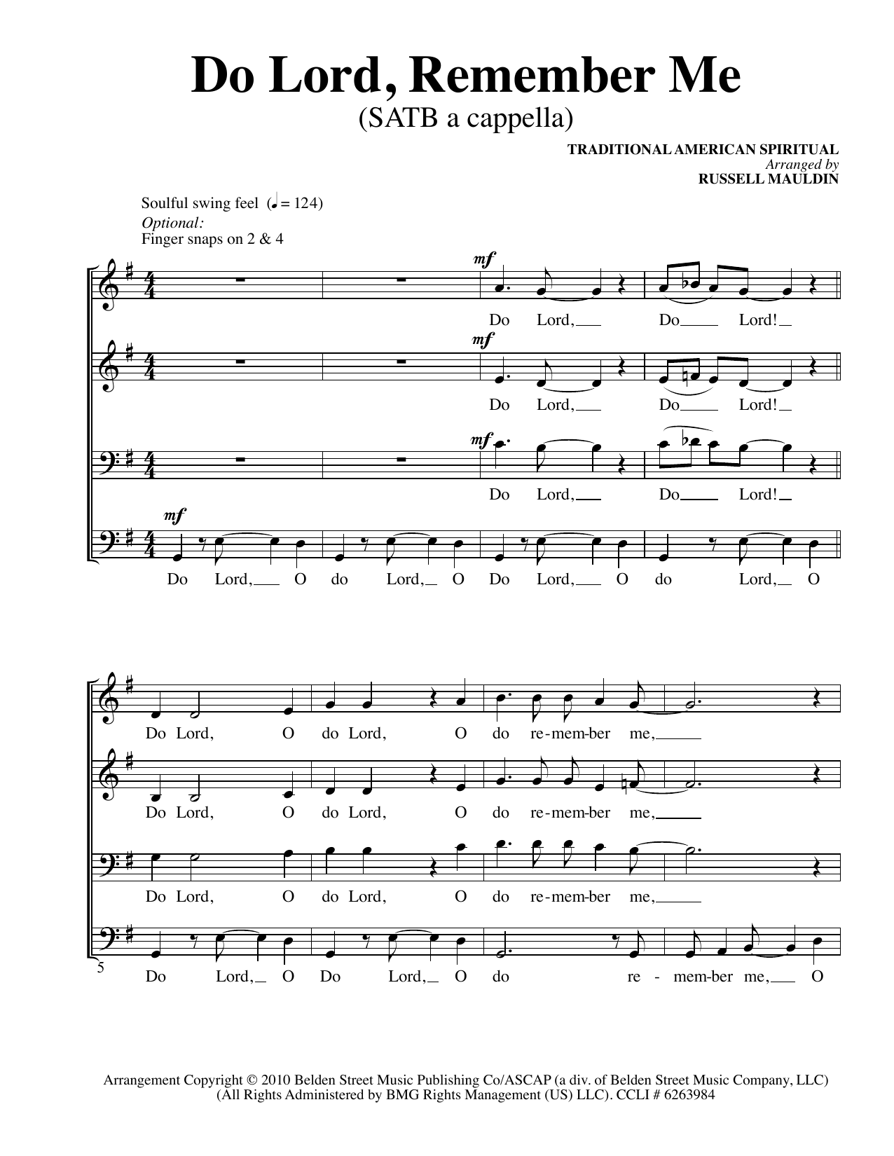 Download Russell Mauldin Do Lord, Remember Me Sheet Music
